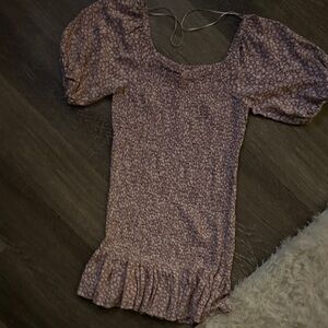 Japna Purple Floral Blouse with Puff Sleeves